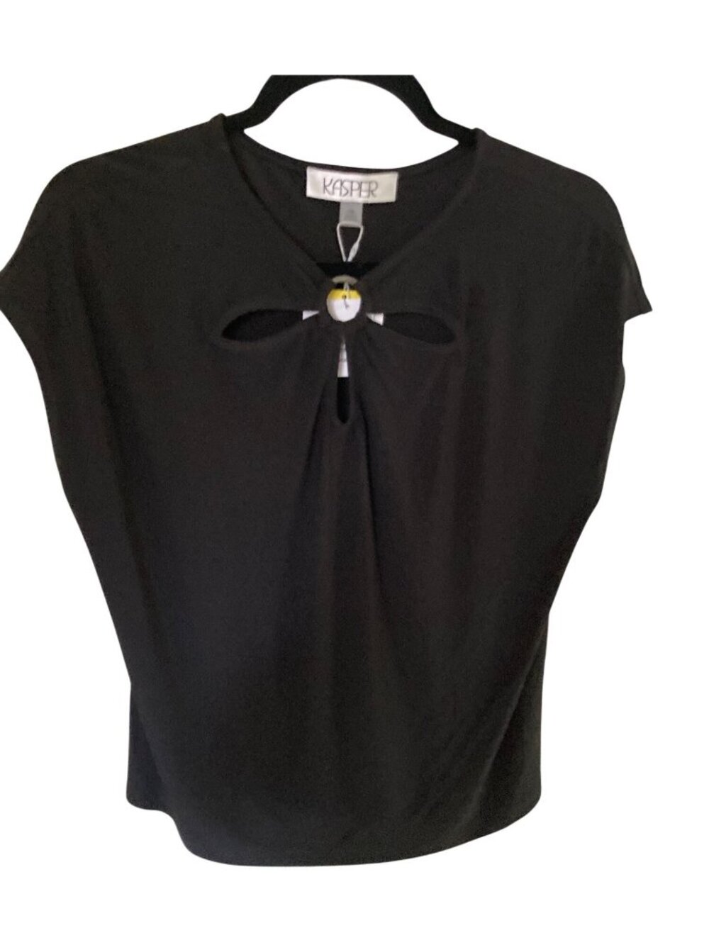 KASPER WOMENS KEYHOLE RING SHORT-SLE BLACK PM  NWT